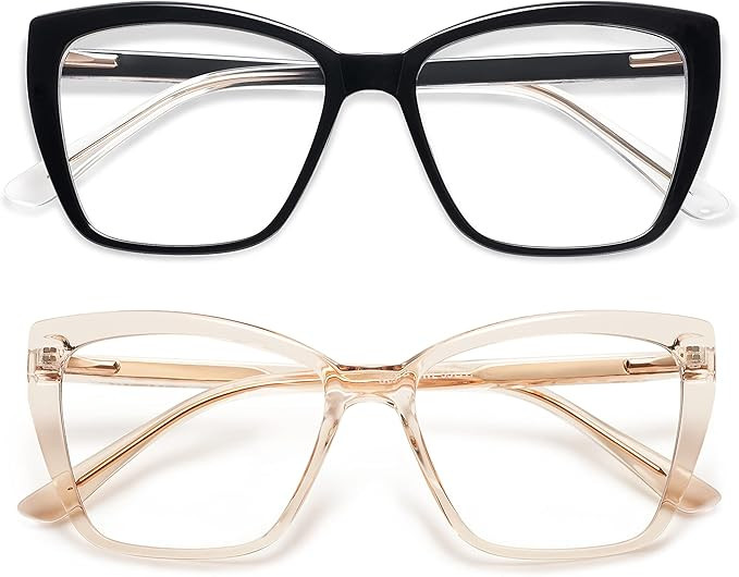 AMOMOMA Trendy TR90 Oversized Blue Light Reading Glasses Women,Stylish Square Cat Eye Glasses AM6... | Amazon (US)