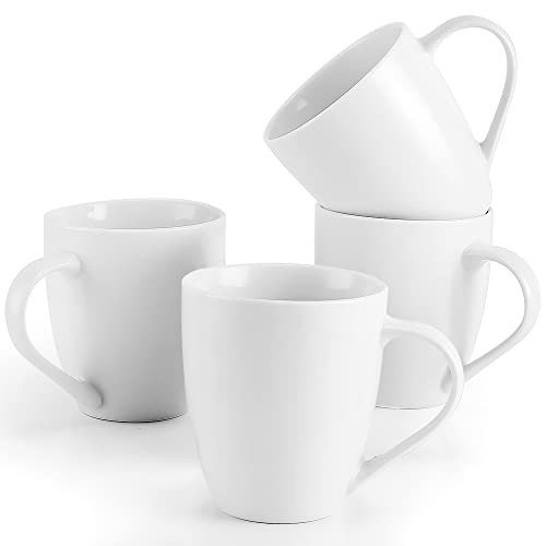 Mfacoy White Coffee Mugs Set of 4, 16 Ounce Mug with Handles, Ceramic Coffee Cups, Porcelain Mugs Sets, Large Coffee Mugs for Coffee, Tea, Hot Cocoa, Milk, Microwave and Dishwasher Safe | Amazon (US)