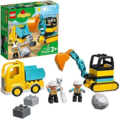 LEGO DUPLO Construction Truck & Tracked Excavator 10931 Building Site Toy for Kids Aged 2 and Up;... | Amazon (US)