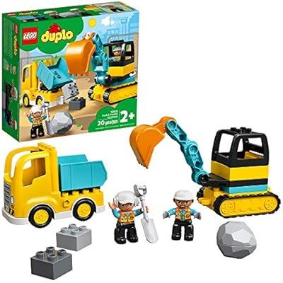 LEGO DUPLO Construction Truck & Tracked Excavator 10931 Building Site Toy for Kids Aged 2 and Up;... | Amazon (US)