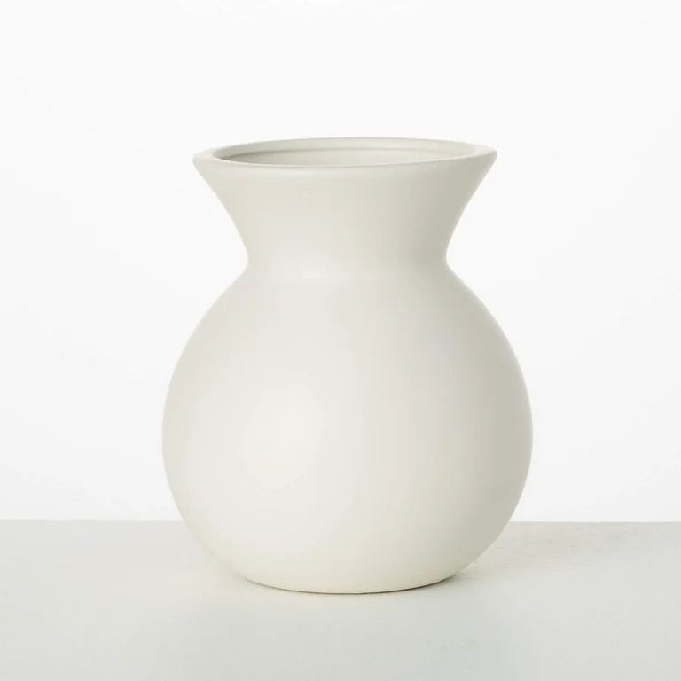 Sullivans 8.25" Matte Ivory Hourglass Vase, Ceramic | Walmart (US)