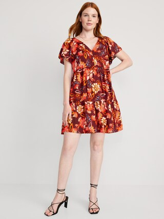 V-Neck Tiered Floral Mini Swing Dress for Women | Old Navy (US)