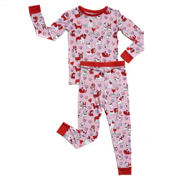 Pink Furever Valentines Two-Piece Bamboo Viscose Pajama Set | Little Sleepies