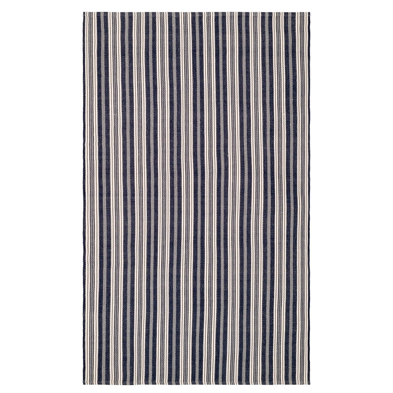 Ticking Stripe Navy/Ivory Handwoven Indoor/Outdoor Rug | Annie Selke
