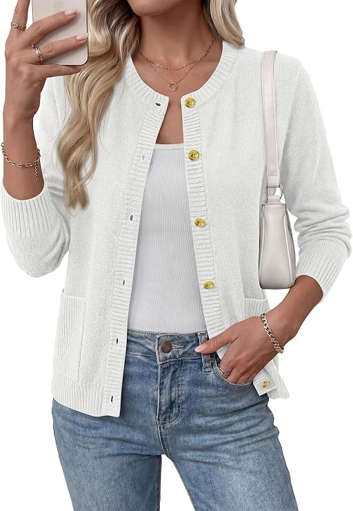 BTFBM Fall Cardigan Sweaters for Women Lightweight 2026 | Long Sleeve Button Down Open Front Card... | Amazon (US)