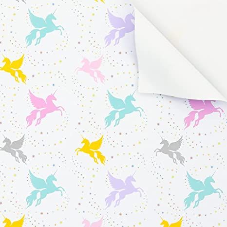 Magic Flying Unicorn Over Rainbow Star Dreams On White Wrapping Paper Sheets, Fantasy Horse With ... | Amazon (US)
