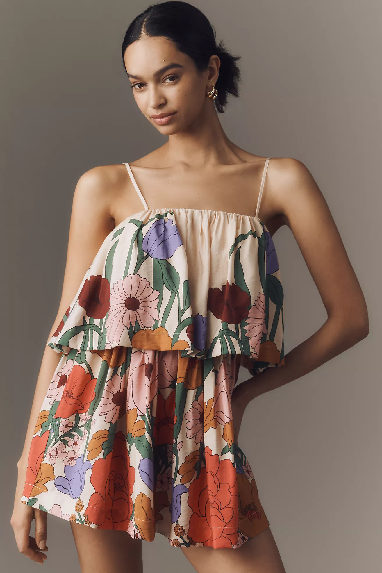 Farm Rio Tiered Floral Mini Dress | Anthropologie (US)