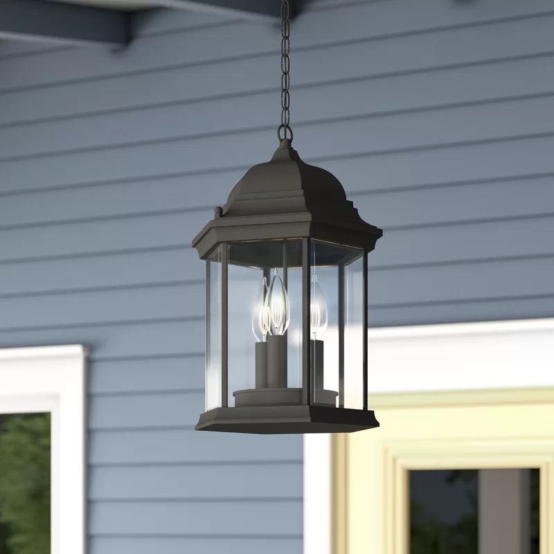 Castellanos Black 3 -Bulb 15" H Outdoor Hanging Lantern | Wayfair North America