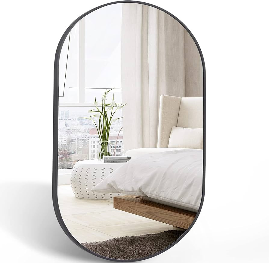 COFENY Oval Mirror, 17"x30" Black Bathroom Mirror with Mental Frame, Wall Mount Mirrors Decor for... | Amazon (CA)