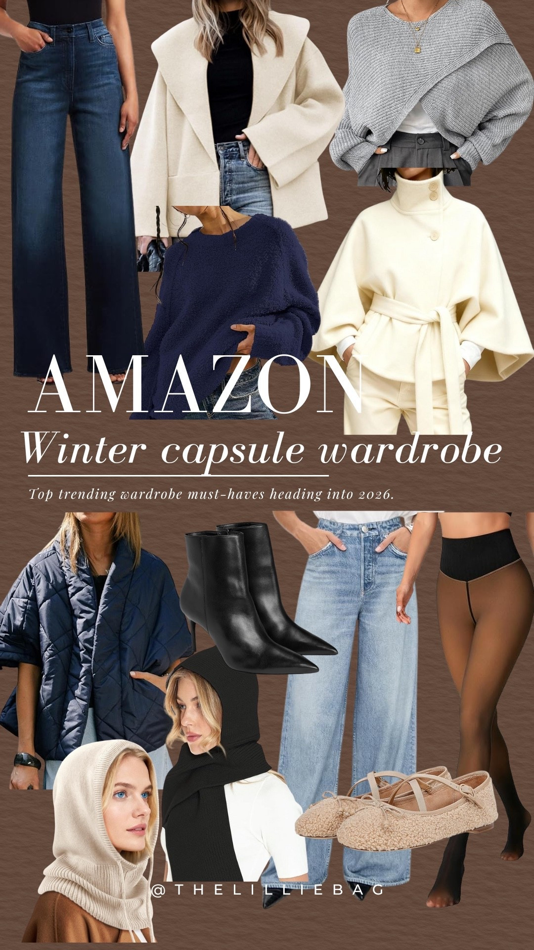 2026 winter wardrobe capsule! Head scarves, cape coats, sweatpant jeans are all trending now! 

Winter outfit. Jeans sweatpants. Sweatpants jeans. Head scarves. Hooded scarves. Winter capsule wardrobe. Apres ski. 

#LTKSeasonal #LTKootd #LTKFindsUnder100