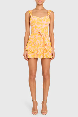 Amanda Uprichard Kendra Skort Romper in Narcissus Print - Size M | Amanda Uprichard