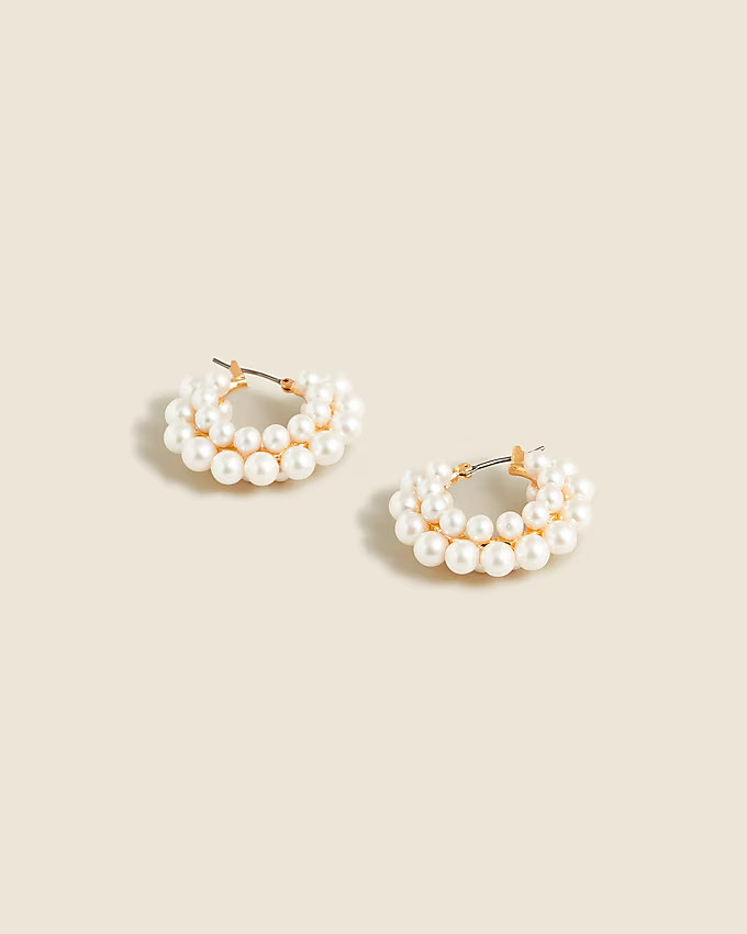 Layered mini-pearl hoop earrings | J. Crew US