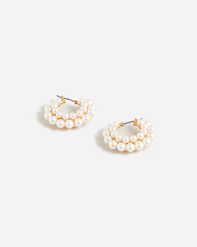 Layered mini-pearl hoop earrings | J.Crew US