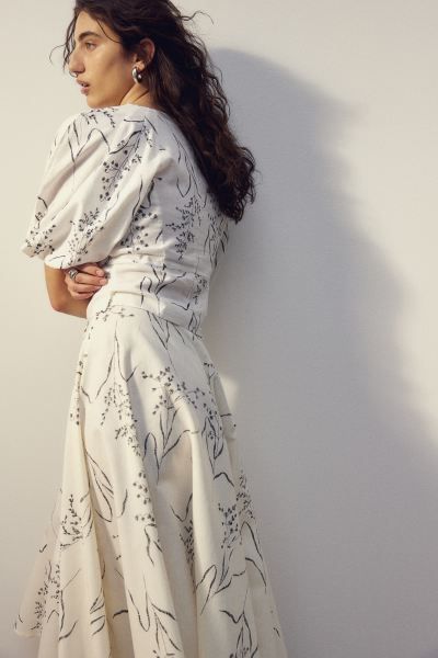 Linen-blend Blouse - White/patterned - Ladies | H&M US | H&M (US + CA)