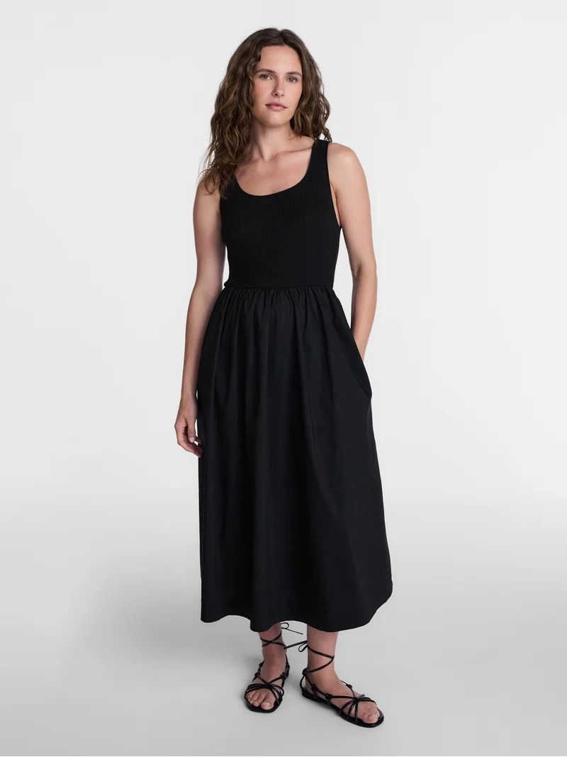 Time and Tru Women's Sleeveless Scoop Neck Midi Dress, Sizes XS-XXXL | Walmart (US)