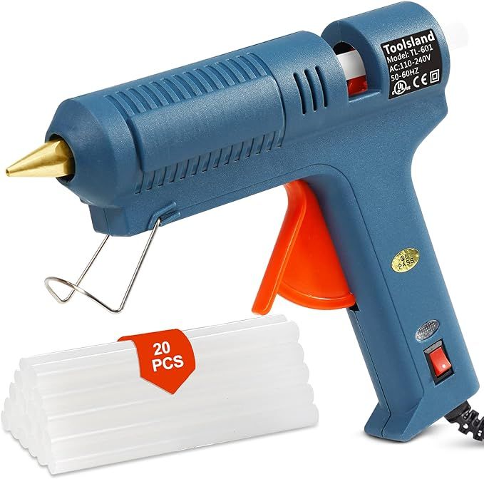 Toolsland Hot Glue Guns, 60W Full Size Hot Glue Gun Kit No Dripping with 20 Glue Sticks for Art, ... | Amazon (US)