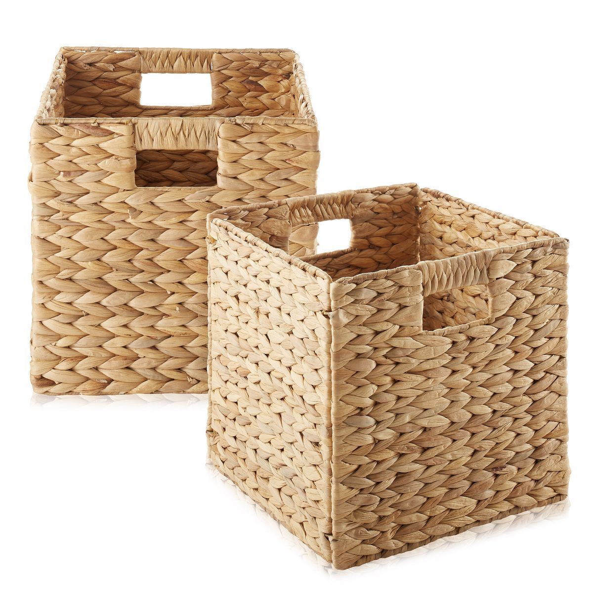Casafield 10.5" x 10.5" Water Hyacinth Storage Baskets - Set of 2 Collapsible Cubes, Woven Bin Or... | Target