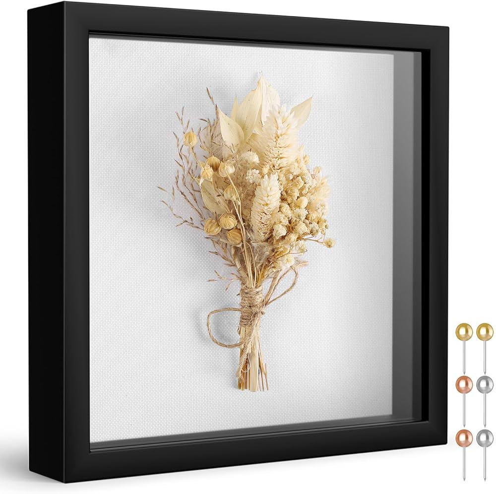 Califortree 8x8 Shadow Box Frame with Soft Linen Back - Push Pins Included, Memory Box Display Ca... | Amazon (US)