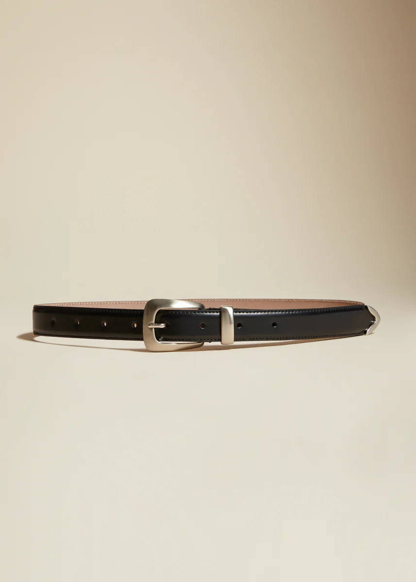 The Benny Belt in Black Leather with Silver | Khaite