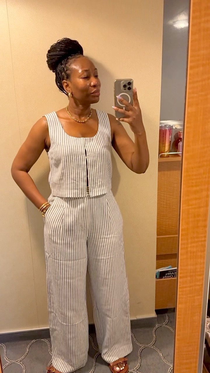 Cruise day 1 casual outfit… 
A linen set is always great for travel during the summer time. 
Size medium top
Size 8 pants


#LTKStyleTip #LTKTravel #LTKSeasonal
