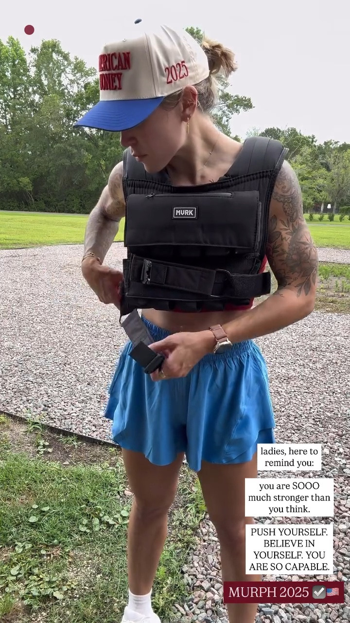 MURPH 2025 ☑️🇺🇸 ladies, here to remind you: you are SOOO much stronger than you think. PUSH YOURSELF. BELIEVE IN YOURSELF. YOU ARE SO CAPABLE.

Linked our weighted vest! It’s a heavy duty one! In a S top & shorts! TTS Hokas!

Lululemon / running ootd / Memorial Day / fitness / target bra / Holley Gabrielle 

#LTKSaleAlert #LTKFindsUnder50 #LTKActive