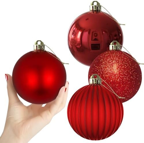 Rose Red 4.0" Large Christmas Balls - Christmas Tree Decoration Ornaments Shatterproof Hanging Ba... | Amazon (US)