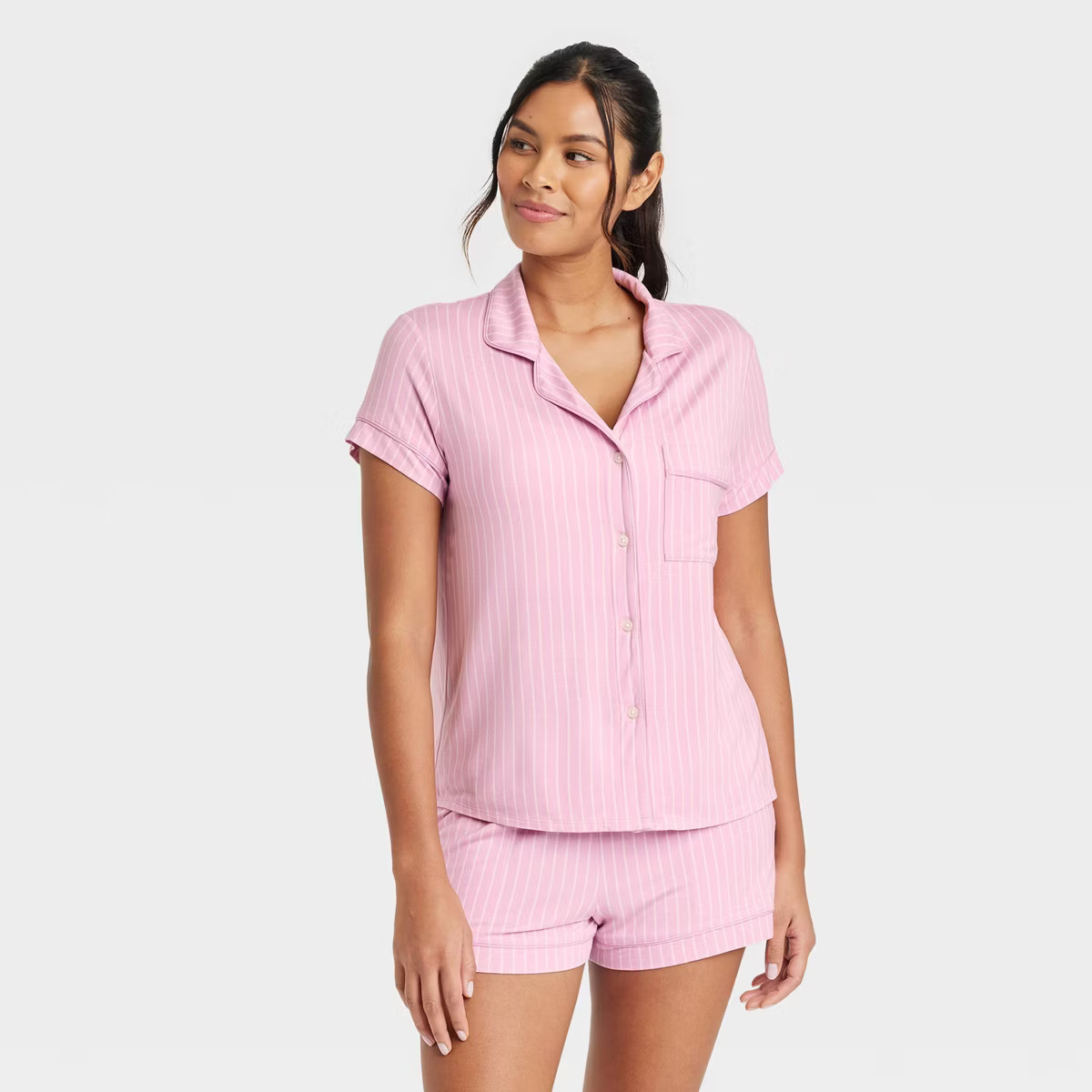 Women's Beautifully Soft Short Sleeve Notch Collar Top and Shorts Pajama Set - Stars Above™ | Target