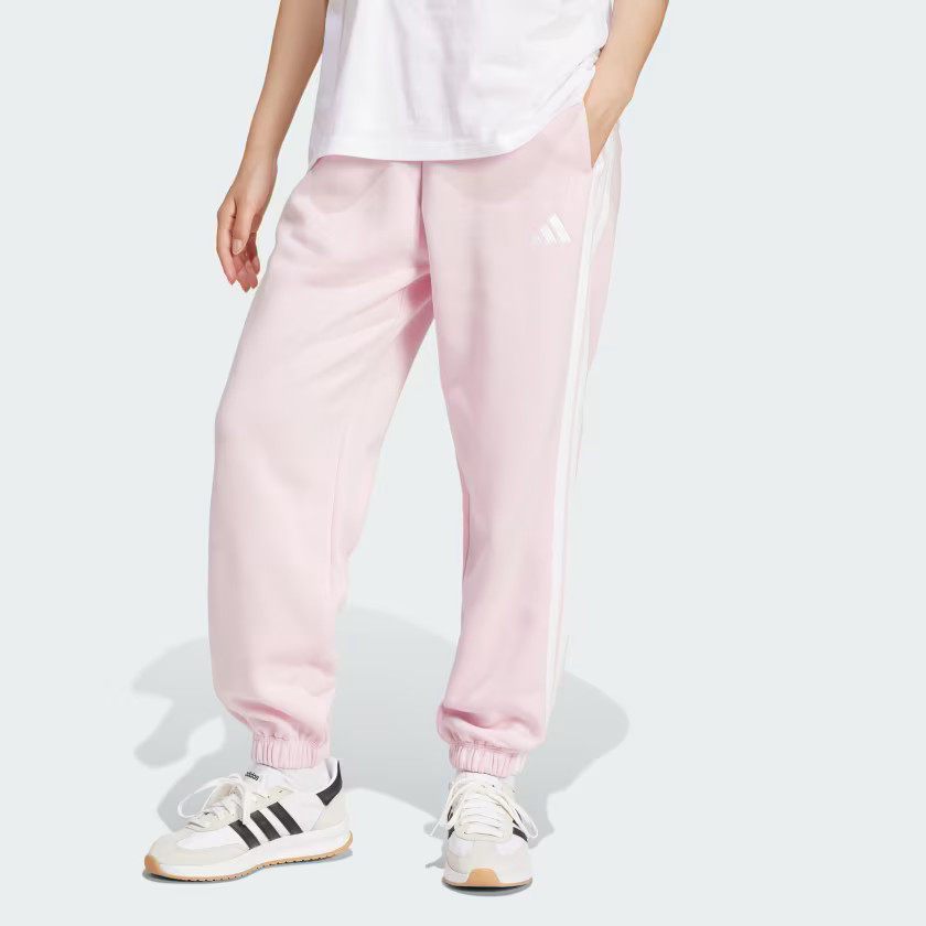 adidas Essentials 3-Stripes Fleece Loose-Fit Pants - Pink | Free Shipping with adiClub | adidas U... | adidas (US)