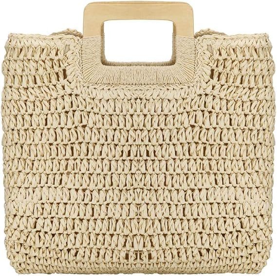 YYW Straw Tote Bag Women Hand Woven Large Casual Handbags Hobo Straw Beach Bag with Lining Pocket... | Amazon (US)