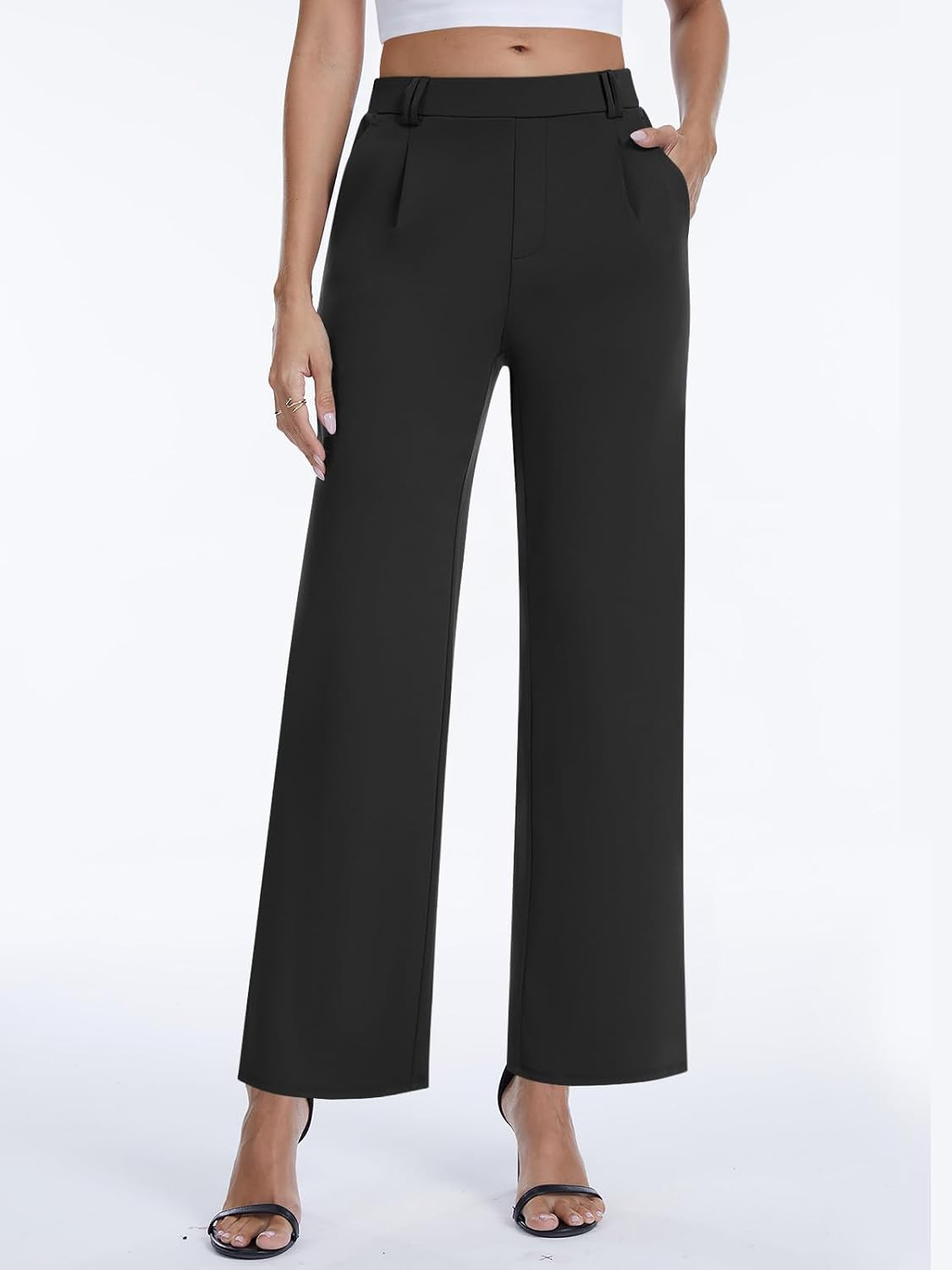 DLOODA Womens Dress Pants High Waisted Straight Leg Work Pants | Amazon (US)
