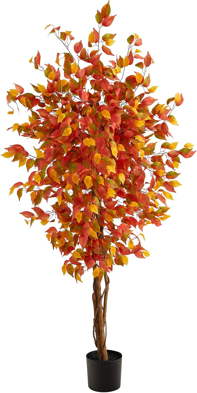 Nearly Natural 6ft. Autumn Ficus Artificial Fall Tree | Amazon (US)