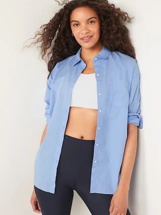 Oversized Boyfriend Long-Sleeve Shirt for Women | Old Navy (US)