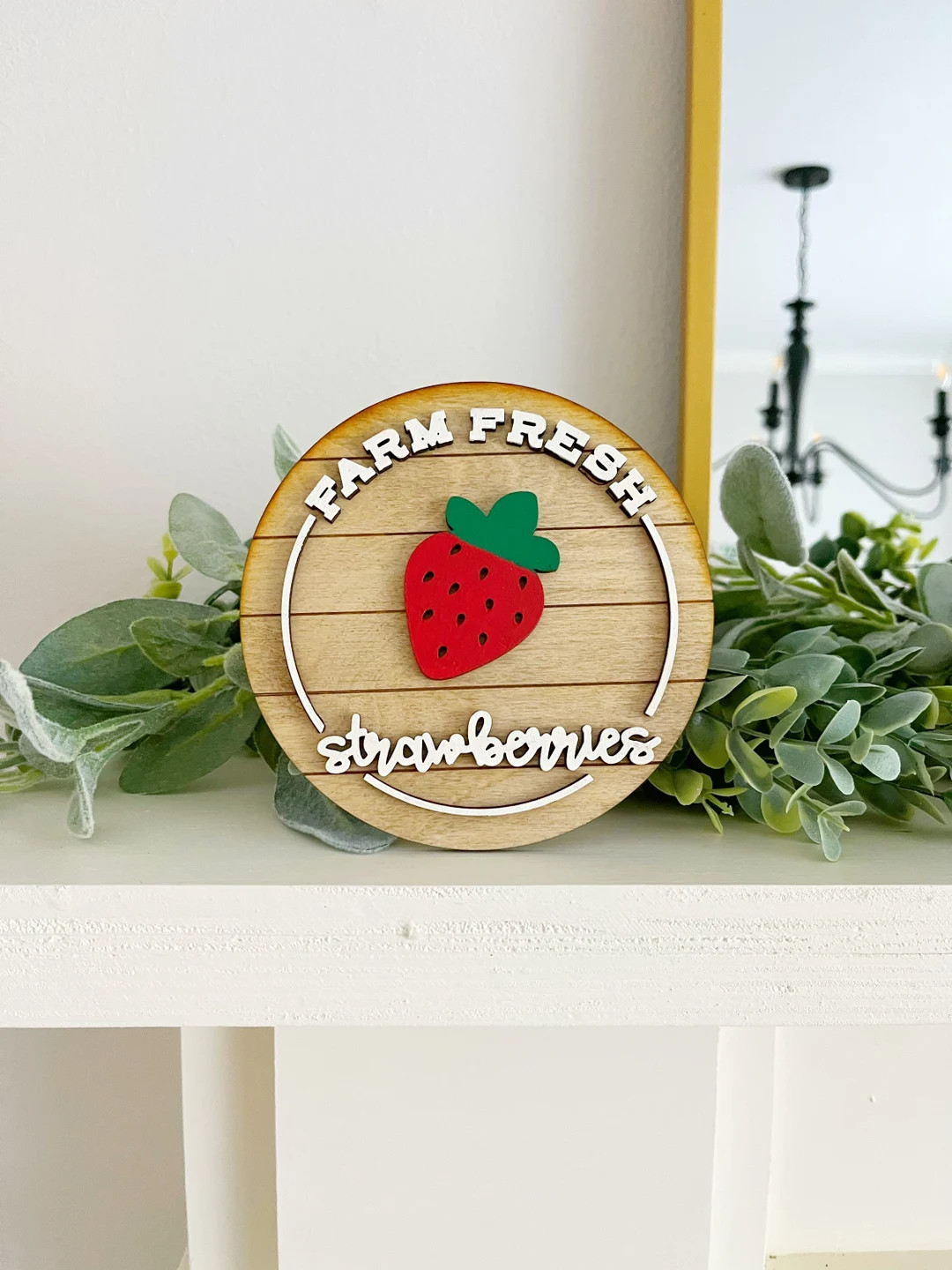 Farm fresh strawberries sign, strawberry themed decor, tiered tray decor | Etsy (US)