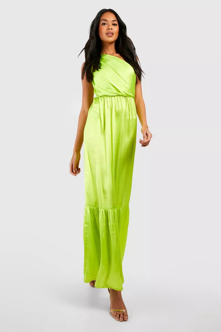 Satin One Shoulder Maxi Dress | Boohoo.com (US & CA)