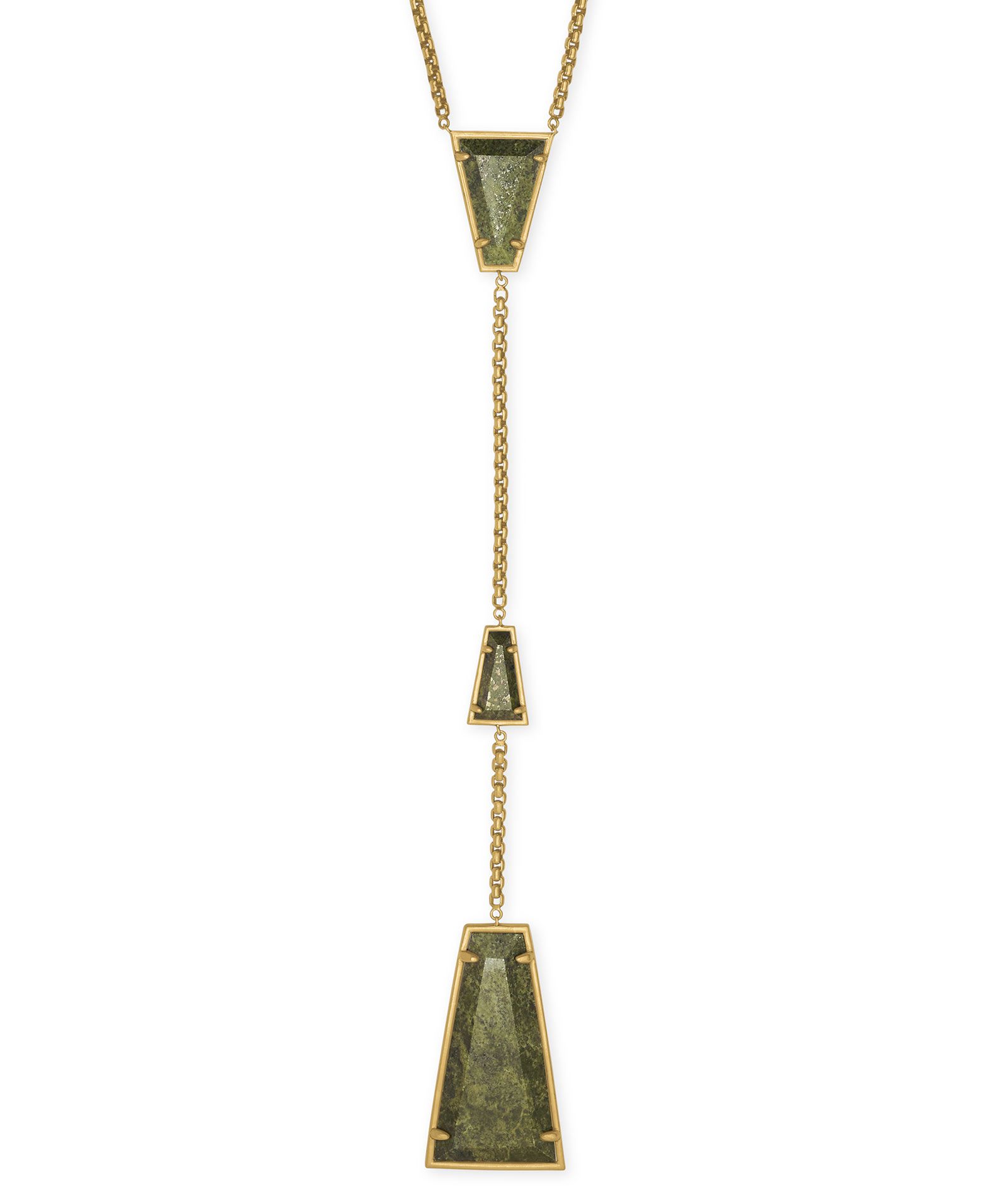 Collins Vintage Gold Y Necklace in Olive Epidote | Kendra Scott | Kendra Scott