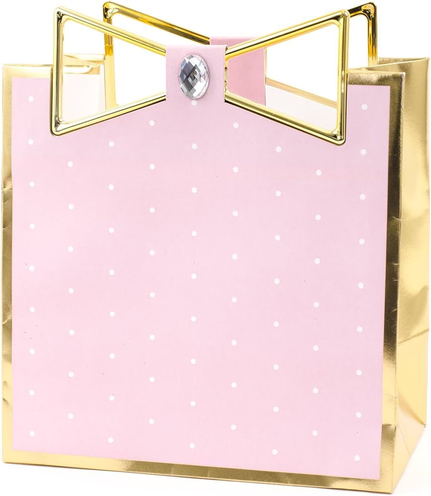 Hallmark Signature 7" Medium Gift Bag (Pink with Gold Border and Metallic Bow) for Mothers Day, B... | Amazon (US)