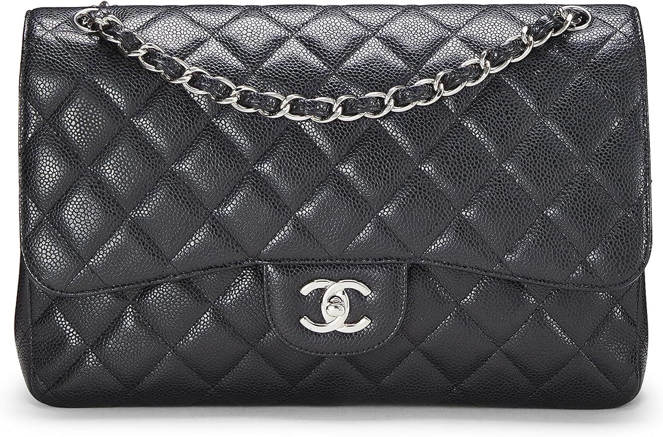 Amazon.com: Chanel, Pre-Loved Black Quilted Caviar New Classic Flap Jumbo, Black : Luxury Stores | Amazon (US)