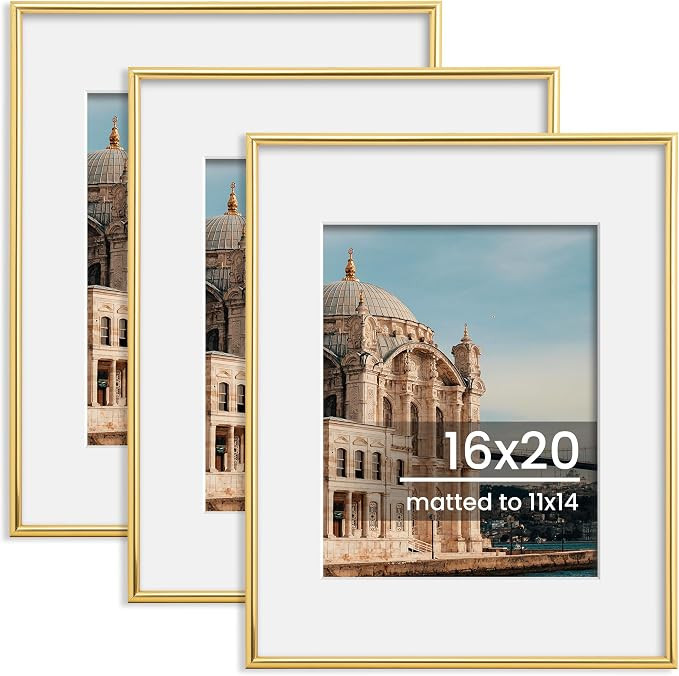16x20 Picture Frame, Display Pictures 11x14 with Mat or 16x20 Without Mat, Wall Hanging Photo Fra... | Amazon (US)