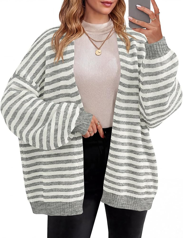 Saodimallsu Womens Oversized Open Front Cardigan Sweaters | Amazon (US)