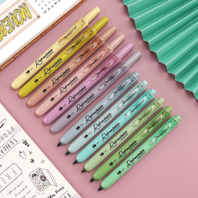 WRITECH Retractable Highlighters Assorted Colors: Chisel Tip Click Aesthetic Highlighter Marker P... | Amazon (US)
