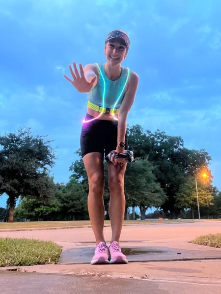 Early morning run fit! Stay safe out there with this fitted light vest. I love this one because it’s not just one size fits all and the lights don’t hang or bounce. I’m in a TTS small!

#LTKfitness