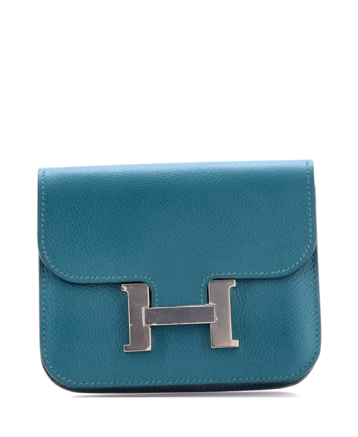Pre-Owned HERMES Constance Slim Wallet Evercolor - Green | Macy's