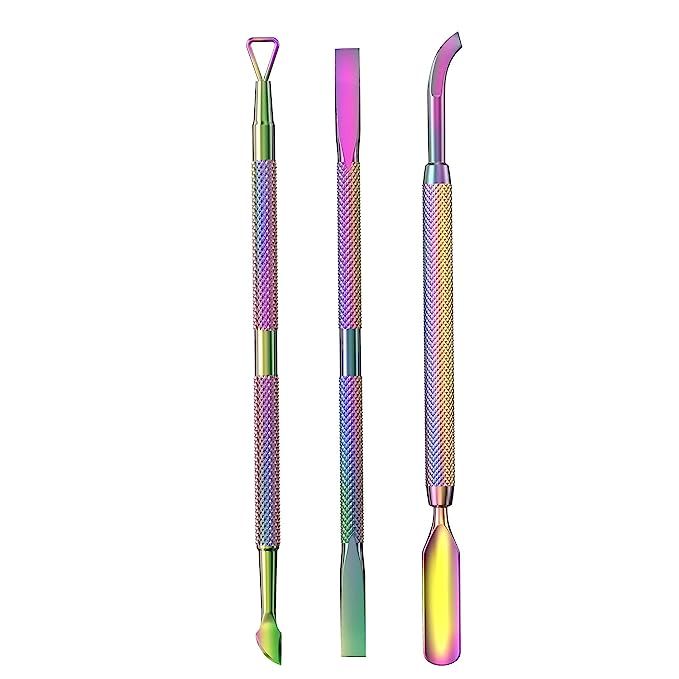 Cuticle Pusher Acetone/Gel/Nail Polish Remover Stainless Steel Professional 3pcs Set Cuticle Scra... | Amazon (US)