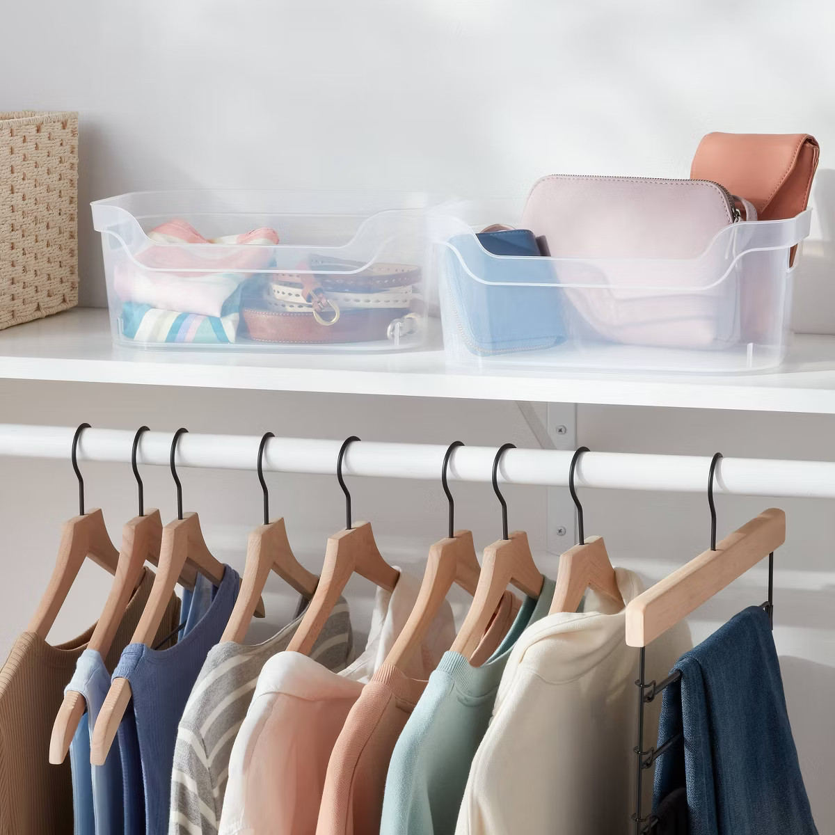 2pk Medium Open Front Storage Bins Clear - Brightroom™: Plastic, Portable, Nesting, Universal U... | Target