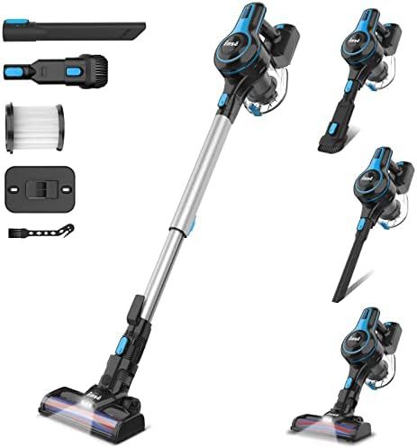 INSE Cordless Vacuum Cleaner, 6-in-1 Rechargeable Stick Vacuum with 2200 m-A-h Battery, Powerful ... | Amazon (US)