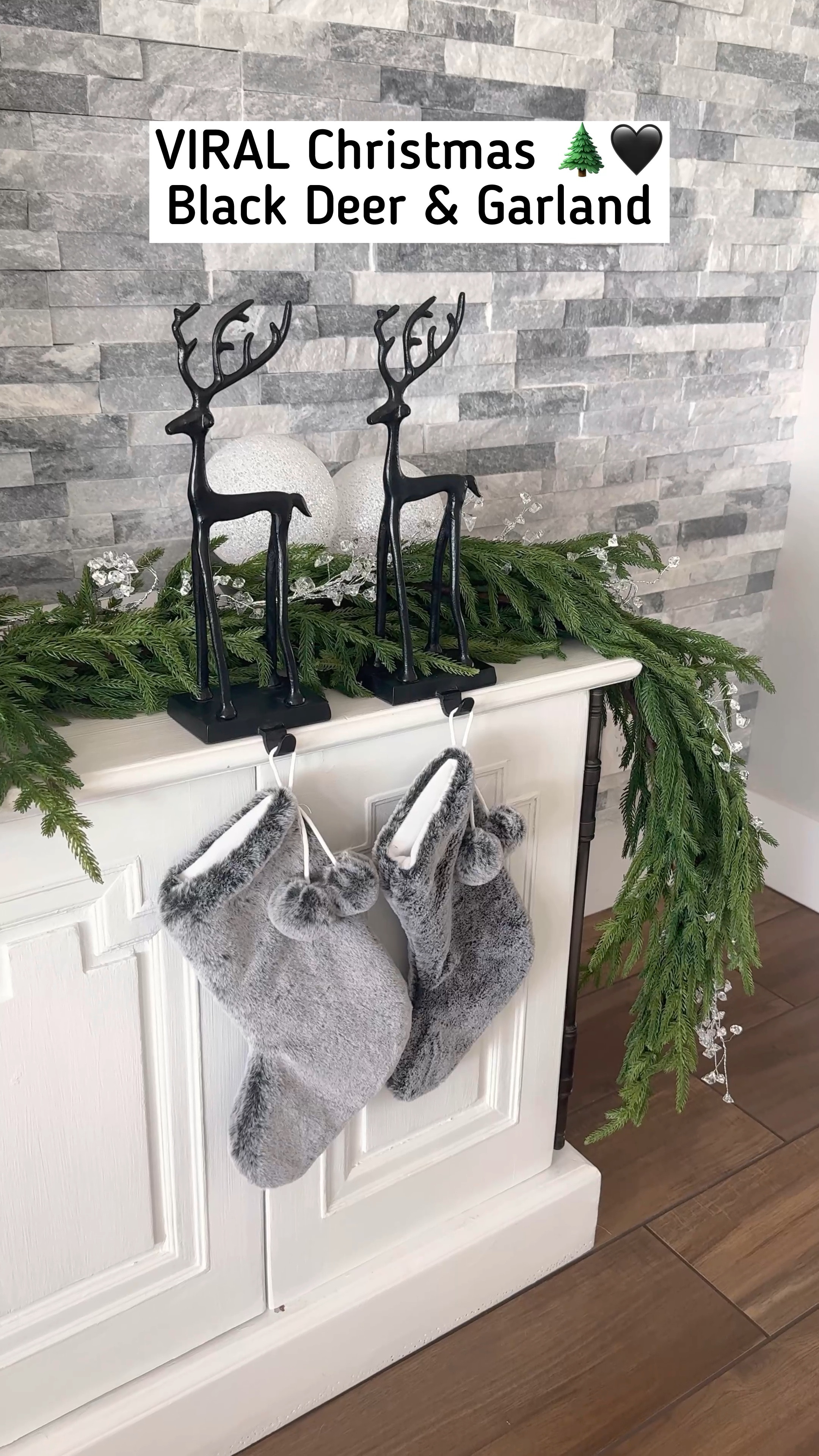 VIRAL looks-like Pottery Barn for less BLACK DEER stocking holders and viral Christmas garland at Modern Farmhouse Glam. 

Walmart Target Christmas Afloral Norfolk pine garland 

#LTKSeasonal #LTKHome
