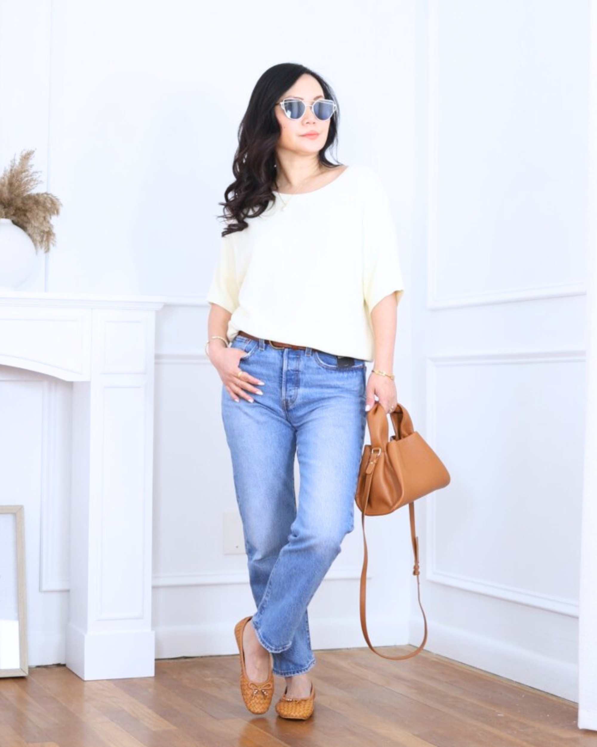 Levi’s straight jeans paired with a cozy dolman sweater, finished with a Quince bag and Steve Madden woven ballet flats — relaxed, effortless, and quietly polished for everyday wear. I’m 5’2, wearing size XS.

#LTKootd #LTKPetite #LTKOver40