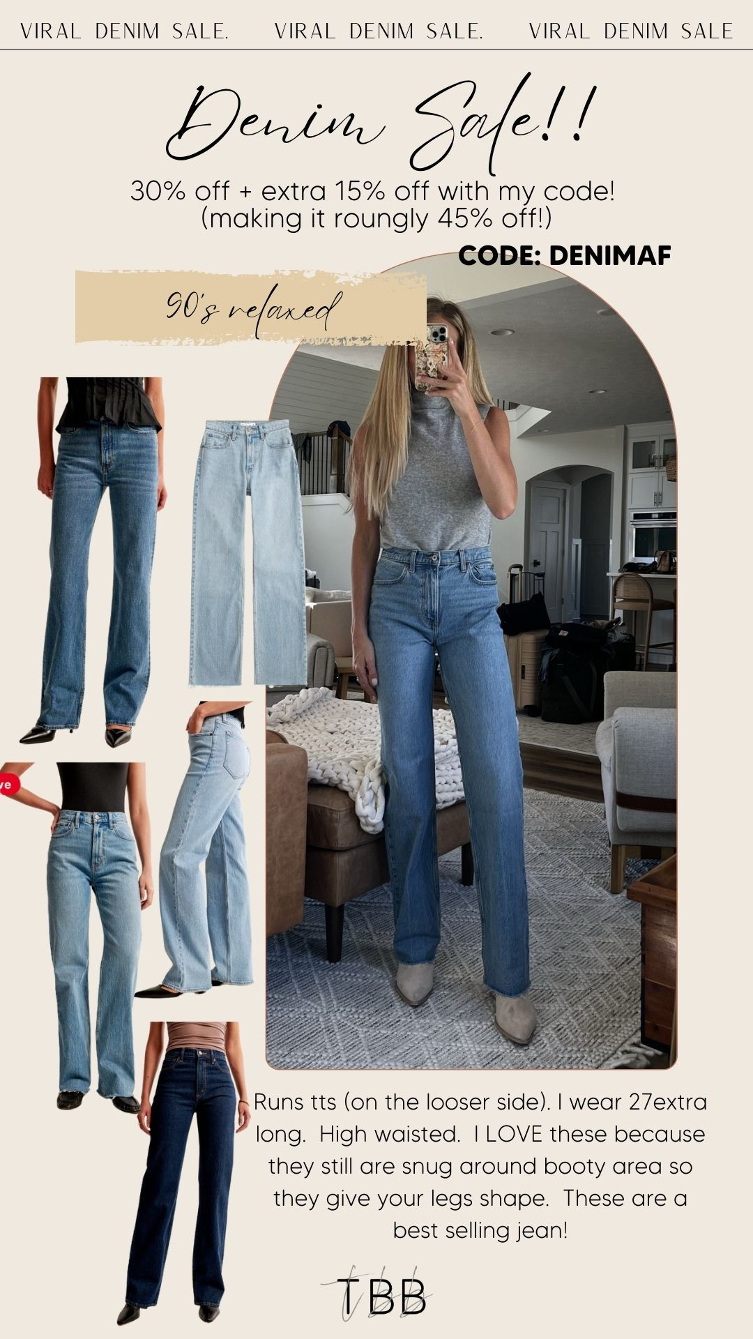 Runs tts (on the looser side). I wear 27extra long.  High waisted.  I LOVE these because they still are snug around booty area so they give your legs shape.  These are a best selling jean!