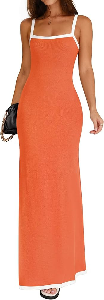 ZESICA Women's 2026 Summer Spaghetti Straps Maxi Dress Sleeveless Square Neck Lightweight Long Be... | Amazon (US)
