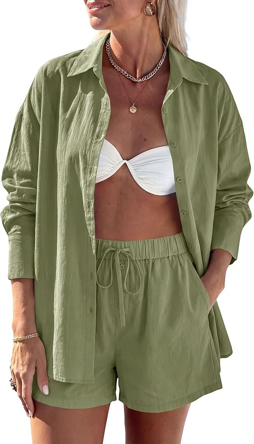 PRETTYGARDEN Women's Summer 2 Piece Matching Lounge Sets Pajamas Long Sleeve Shirts Blouse Pocket... | Amazon (US)